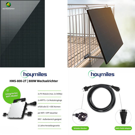 Balkonkraftwerk-Komplettset mit 840Wp Astronergy + Hoymiles
