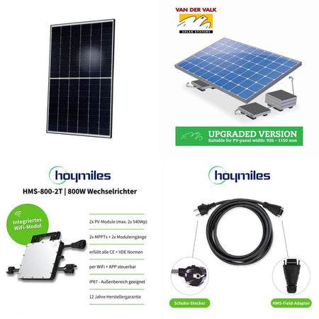 Balkonkraftwerk-Komplettset mit 800Wp Hanwha Q.Cells + Hoymiles